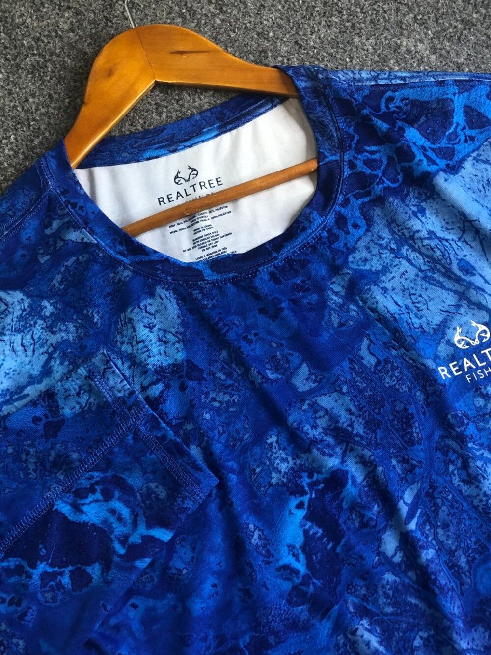 Realtree Fishing Shirt Mens 3XL Blue Camo Waves Performance UPF